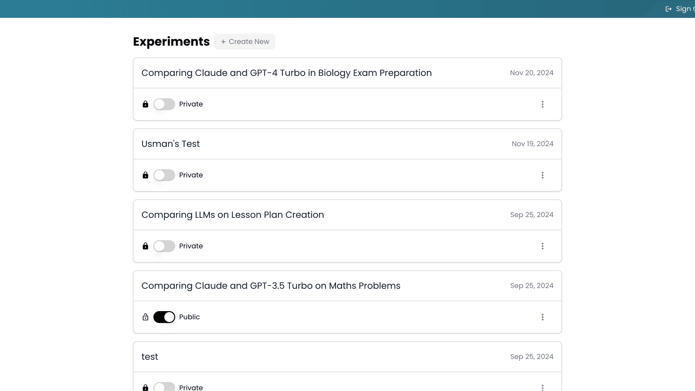 LLM Comparison Tool screenshot