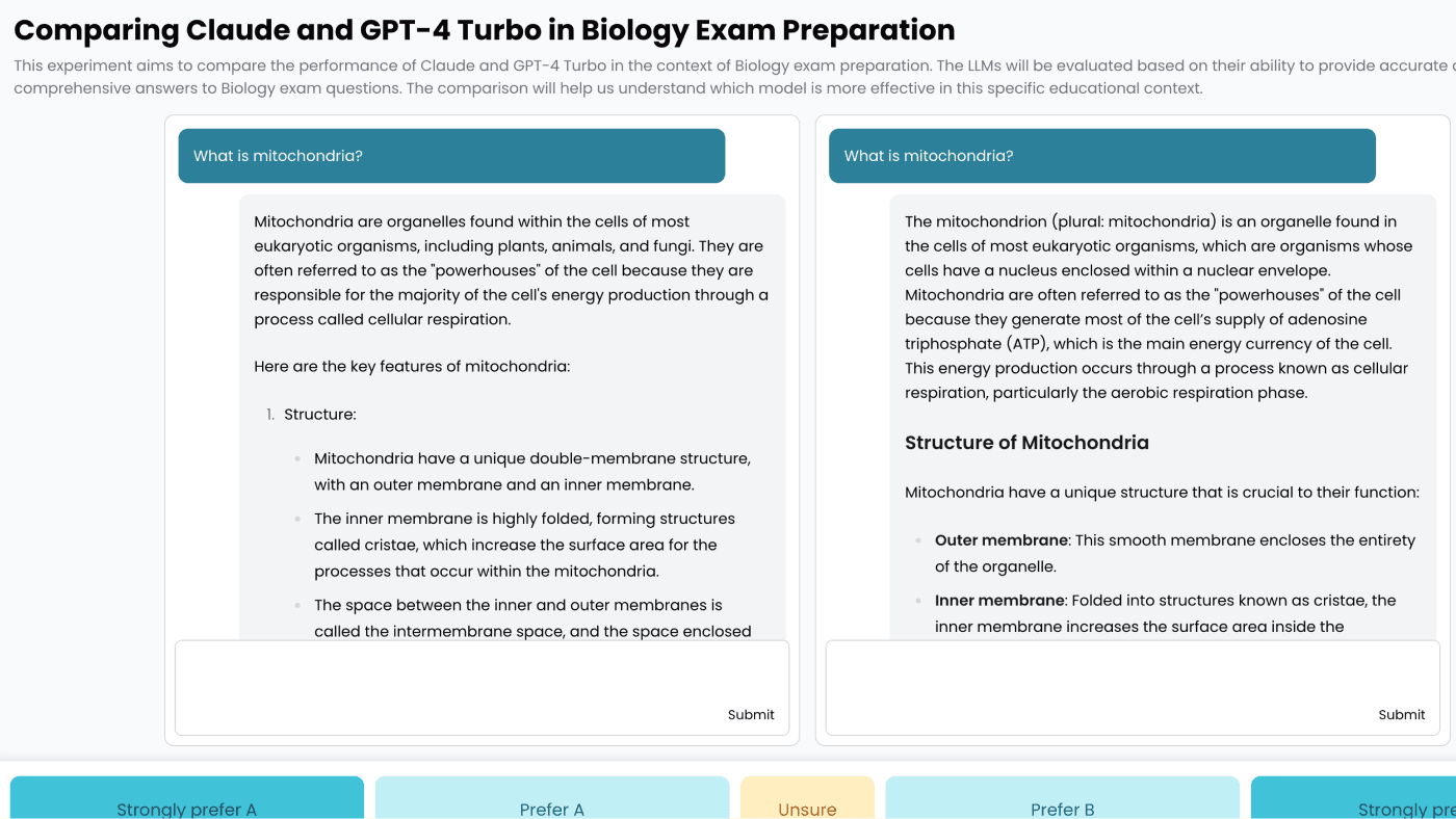 LLM Comparison Tool screenshot